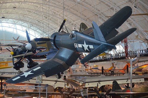 Vought F4U-1D Corsair with P-40 Warhawk in background